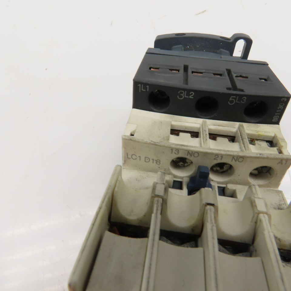 Schneider LC1 D18 LADN22 Contactor Relay W/ Aux. Block 2NC/NO 3Ph 600V 120V Coil