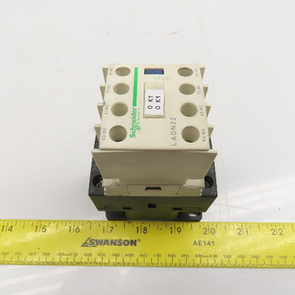Schneider LC1 D18 LADN22 Contactor Relay W/ Aux. Block 2NC/NO 3Ph 600V 120V Coil