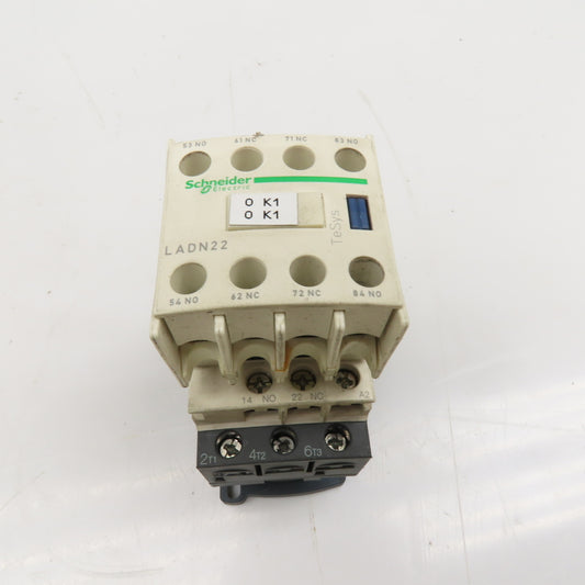 Schneider LC1 D18 LADN22 Contactor Relay W/ Aux. Block 2NC/NO 3Ph 600V 120V Coil