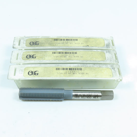 OSG 1142302 7/16"-20 Straight Flute Bottoming Tap 4F GH5 HSS Lot of 3