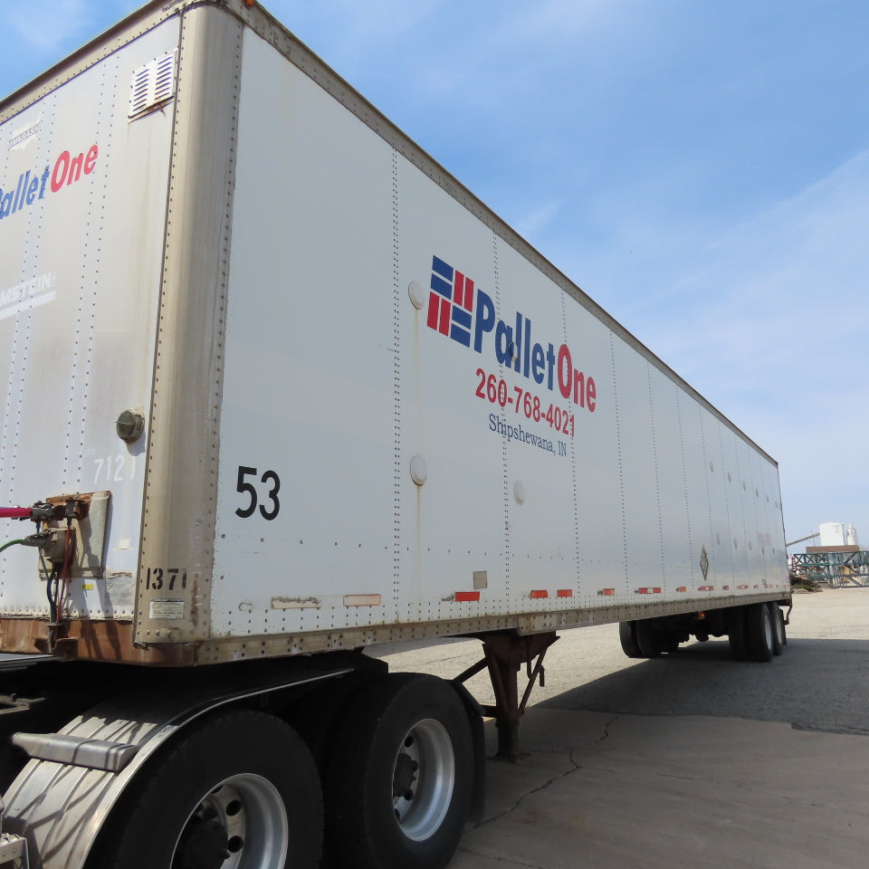 Wabash 1998 53' Tandem Axle Semi Trailer Van Storage 101"Wx110" Tall Needs Door