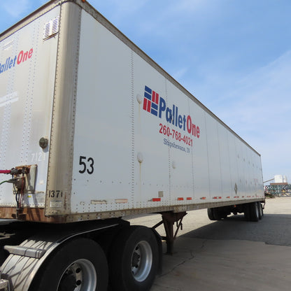 Wabash 1998 53' Tandem Axle Semi Trailer Van Storage 101"Wx110" Tall Needs Door