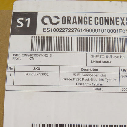Orange Connex 5"/125mm OD Sandpaper Pads Grit Grade P320 Lot Of 300