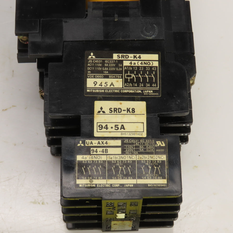 Mitsubishi SRD-K4 Magnetic Contactor 110-220V W/SRD-K8/UA-AX4 Auxiliary Contact