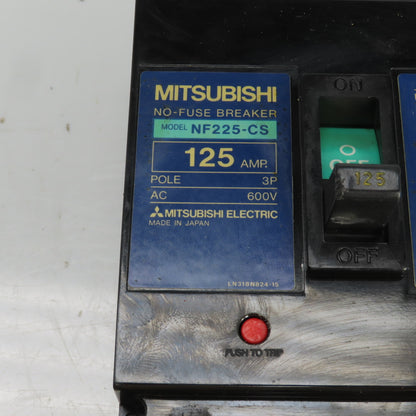 Mitsubishi NF225-CS 125 Amp No Fuse Breaker 3 Pole 600VAC