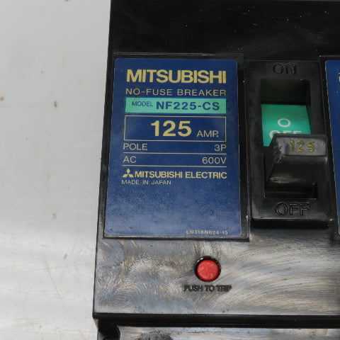 Mitsubishi NF225-CS 125 Amp No Fuse Breaker 3 Pole 600VAC
