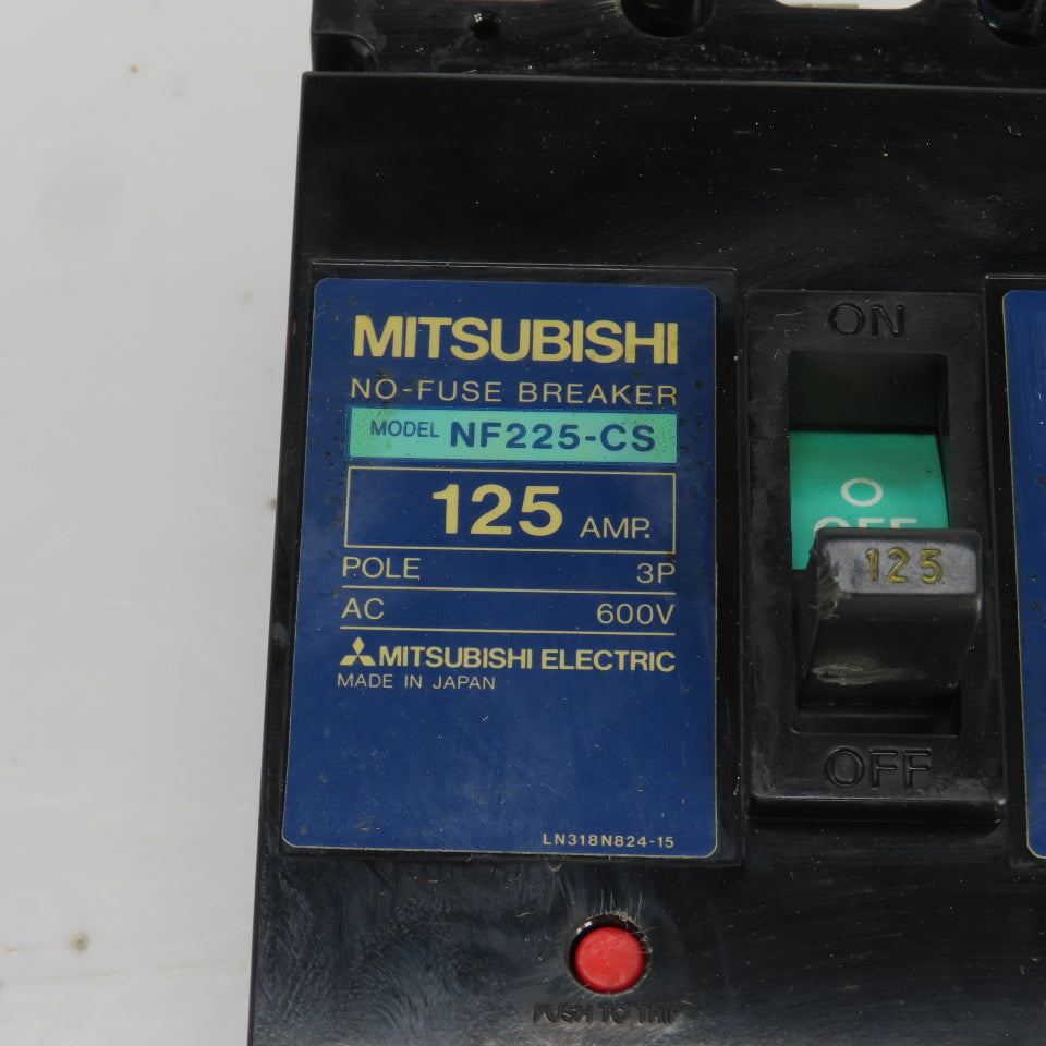 Mitsubishi NF225-CS 125 Amp No Fuse Breaker 3 Pole 600VAC