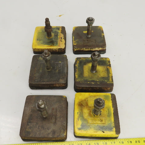 Bull No.418 5-1/2" x 5-1/2" x 5-1/4" H Rubber Mounted Machine Leveling Pad Lot/6
