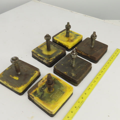 Bull No.418 5-1/2" x 5-1/2" x 5-1/4" H Rubber Mounted Machine Leveling Pad Lot/6