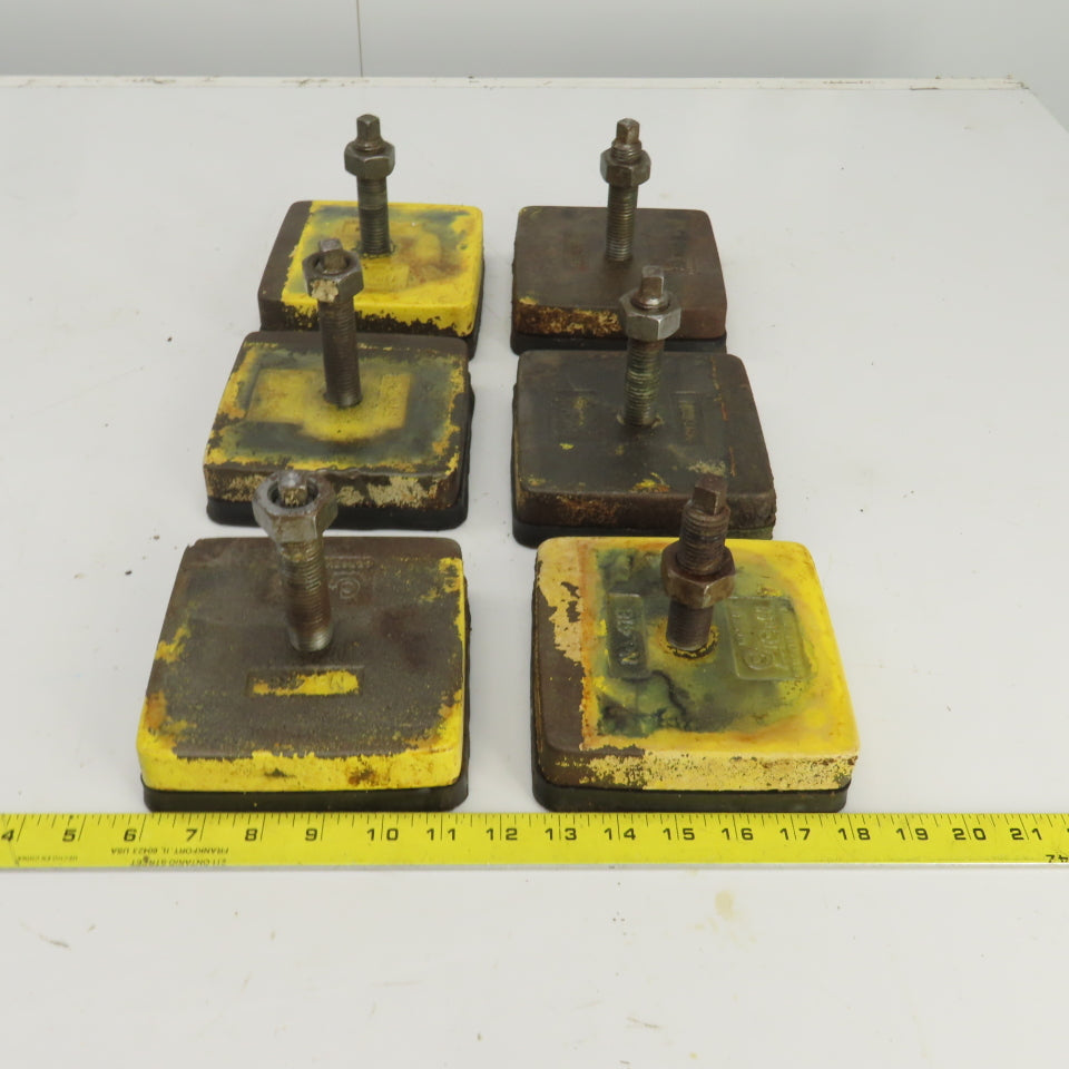 Bull No.418 5-1/2" x 5-1/2" x 5-1/4" H Rubber Mounted Machine Leveling Pad Lot/6