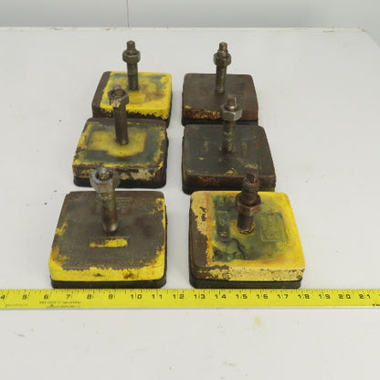 Bull No.418 5-1/2" x 5-1/2" x 5-1/4" H Rubber Mounted Machine Leveling Pad Lot/6