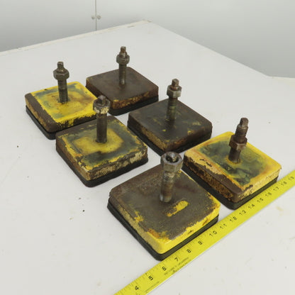 Bull No.418 5-1/2" x 5-1/2" x 5-1/4" H Rubber Mounted Machine Leveling Pad Lot/6