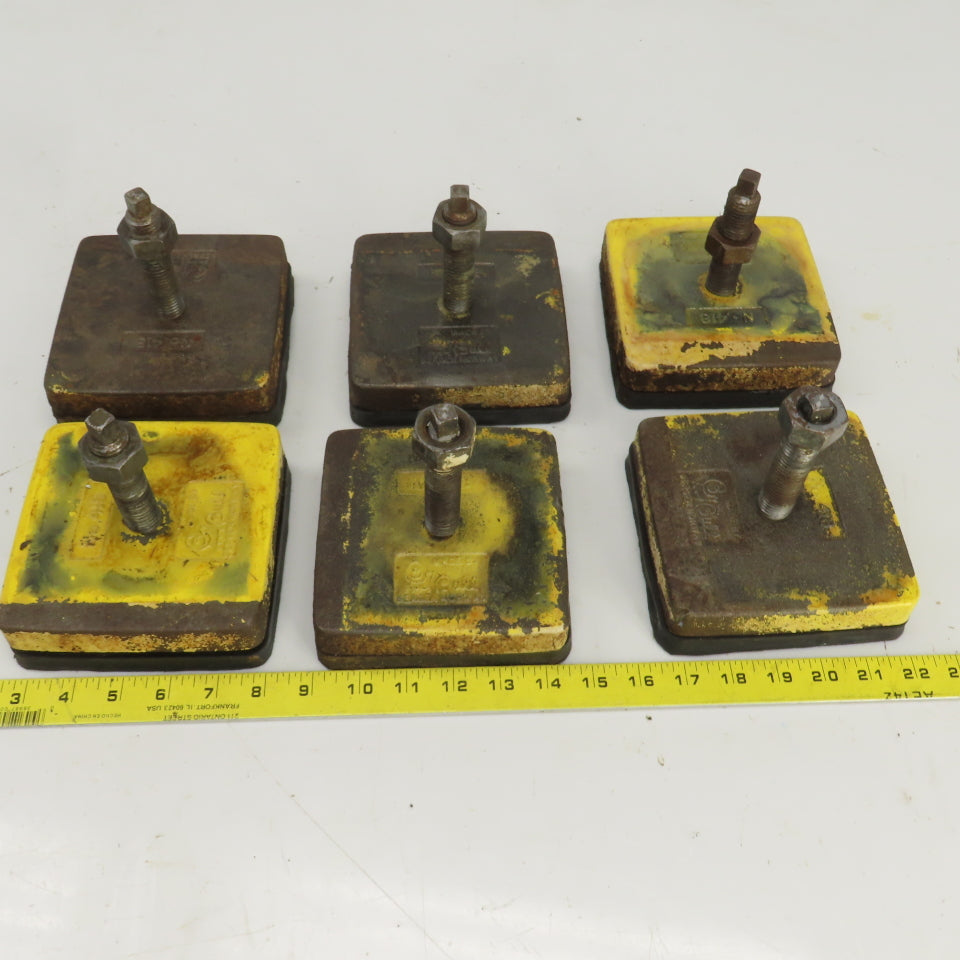 Bull No.418 5-1/2" x 5-1/2" x 5-1/4" H Rubber Mounted Machine Leveling Pad Lot/6