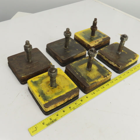 Bull No.418 5-1/2" x 5-1/2" x 5-1/4" H Rubber Mounted Machine Leveling Pad Lot/6