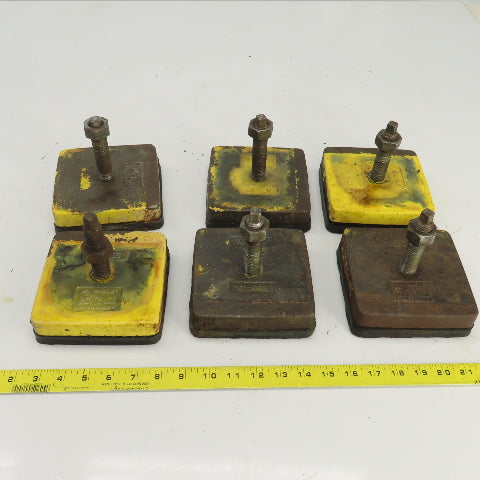 Bull No.418 5-1/2" x 5-1/2" x 5-1/4" H Rubber Mounted Machine Leveling Pad Lot/6