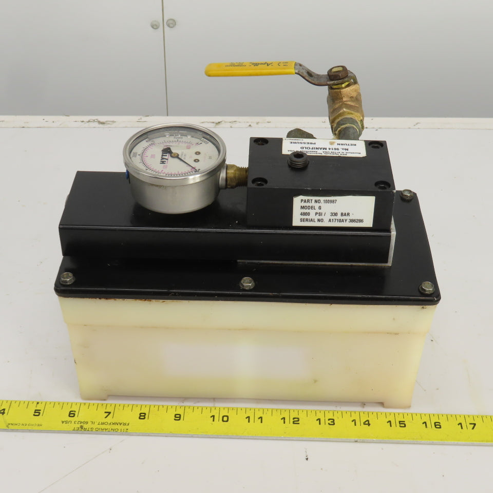 SPX Hytec 100987 Model G No.9614 Manifold Air/Hydraulic Pump Unit 4800PSI 330BAR