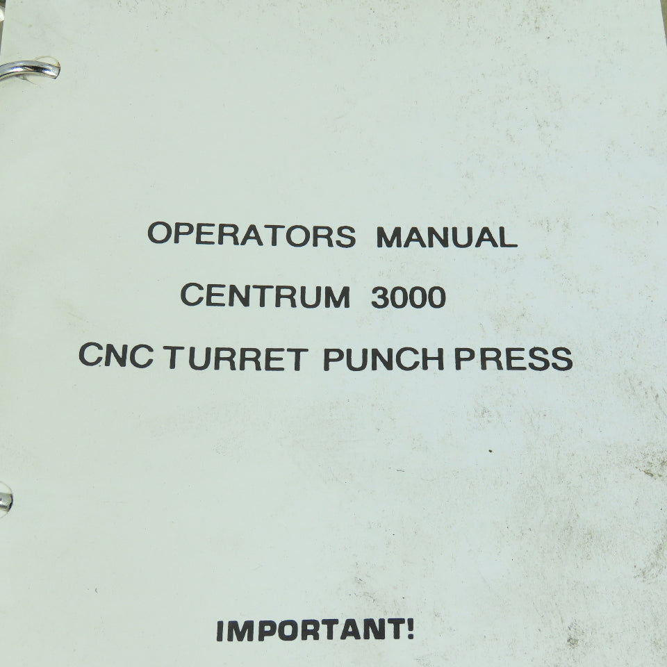 Wiedemann Centrum 3000 CNC Turret Punch Press Operators Manual