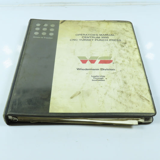 Wiedemann Centrum 3000 CNC Turret Punch Press Operators Manual