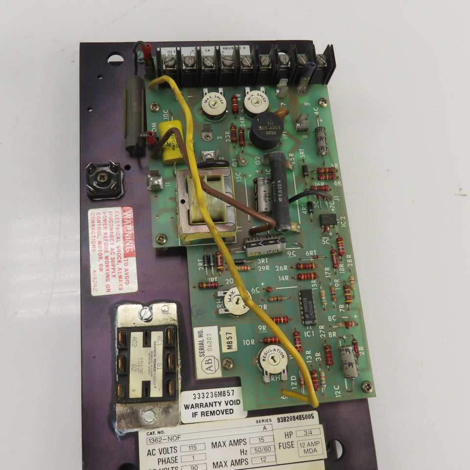 Allen Bradley Ser A. 3/4HP Drive Board 115VAC 15A 1PH 90VDC 12A