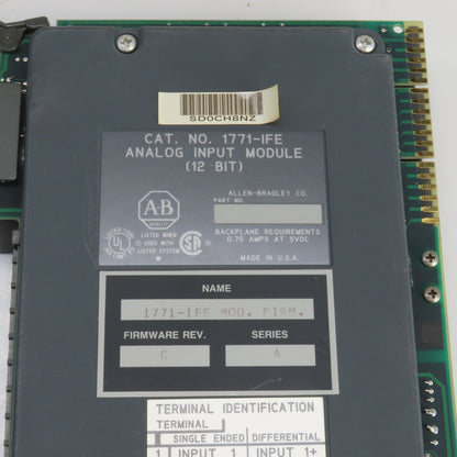 Allen Bradley 1771-IFE Ser A Analog Input Module 12 BIT