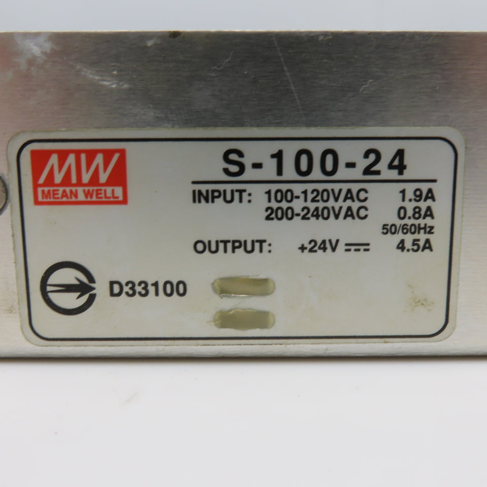 Mean Well S-100-24 100-120V-200/240V Input +24VDC Output Power Supply