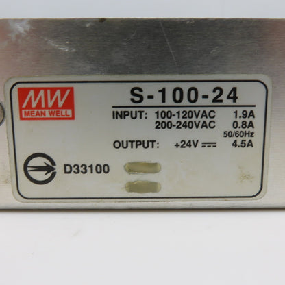Mean Well S-100-24 100-120V-200/240V Input +24VDC Output Power Supply