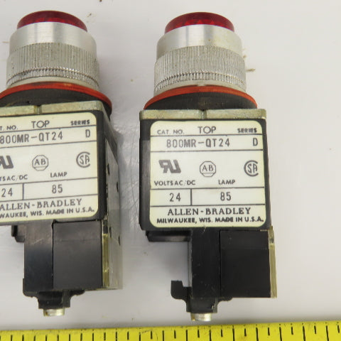 Allen Bradley 800MR-QT24 Ser D Red Illuminated Momentary Push-Button 24VDC Lot/4