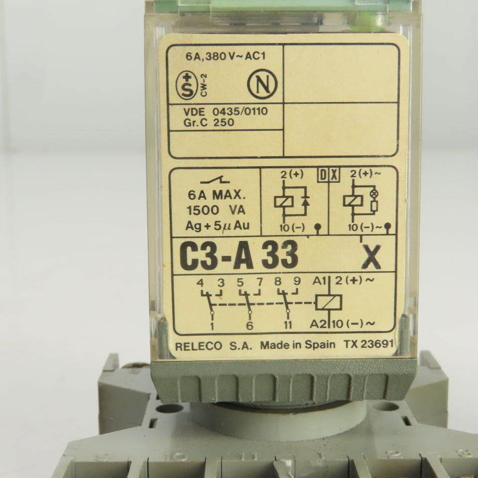 Releco C3-A 33 X 6A Relay W/SR3P-06 Socket Lot Of 2