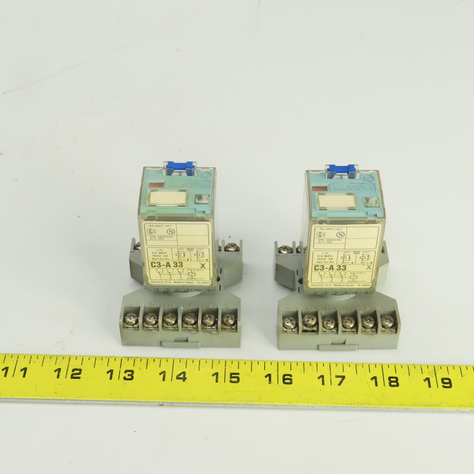 Releco C3-A 33 X 6A Relay W/SR3P-06 Socket Lot Of 2