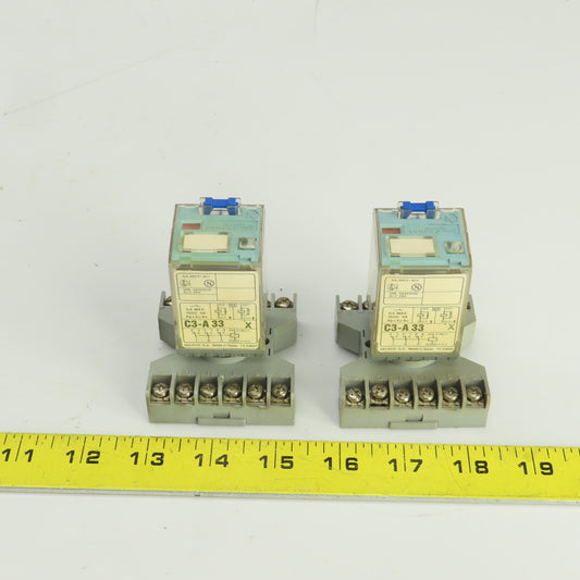 Releco C3-A 33 X 6A Relay W/SR3P-06 Socket Lot Of 2