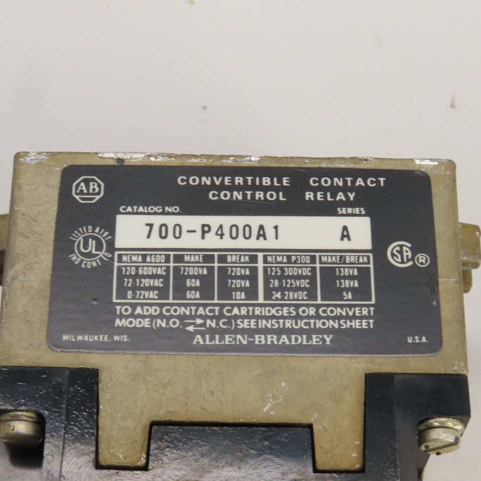 Allen Bradley 700-P400A1 Ser A AC Relay 120V Coil Lot Of 2
