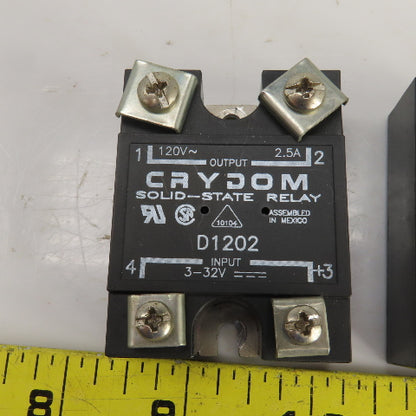 Crydom D1202 Solid State Relay Output 120VAC 2.5A Input 3-32VDC Lot Of 3