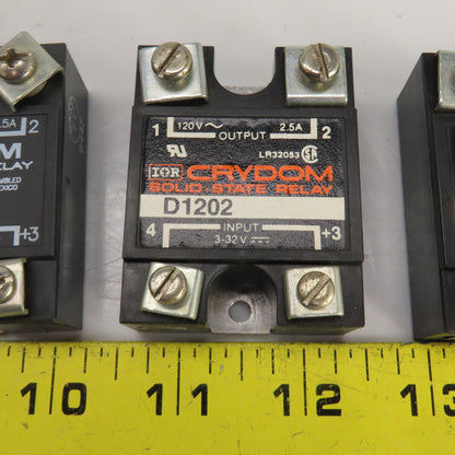 Crydom D1202 Solid State Relay Output 120VAC 2.5A Input 3-32VDC Lot Of 3