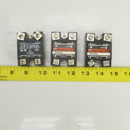 Crydom D1202 Solid State Relay Output 120VAC 2.5A Input 3-32VDC Lot Of 3