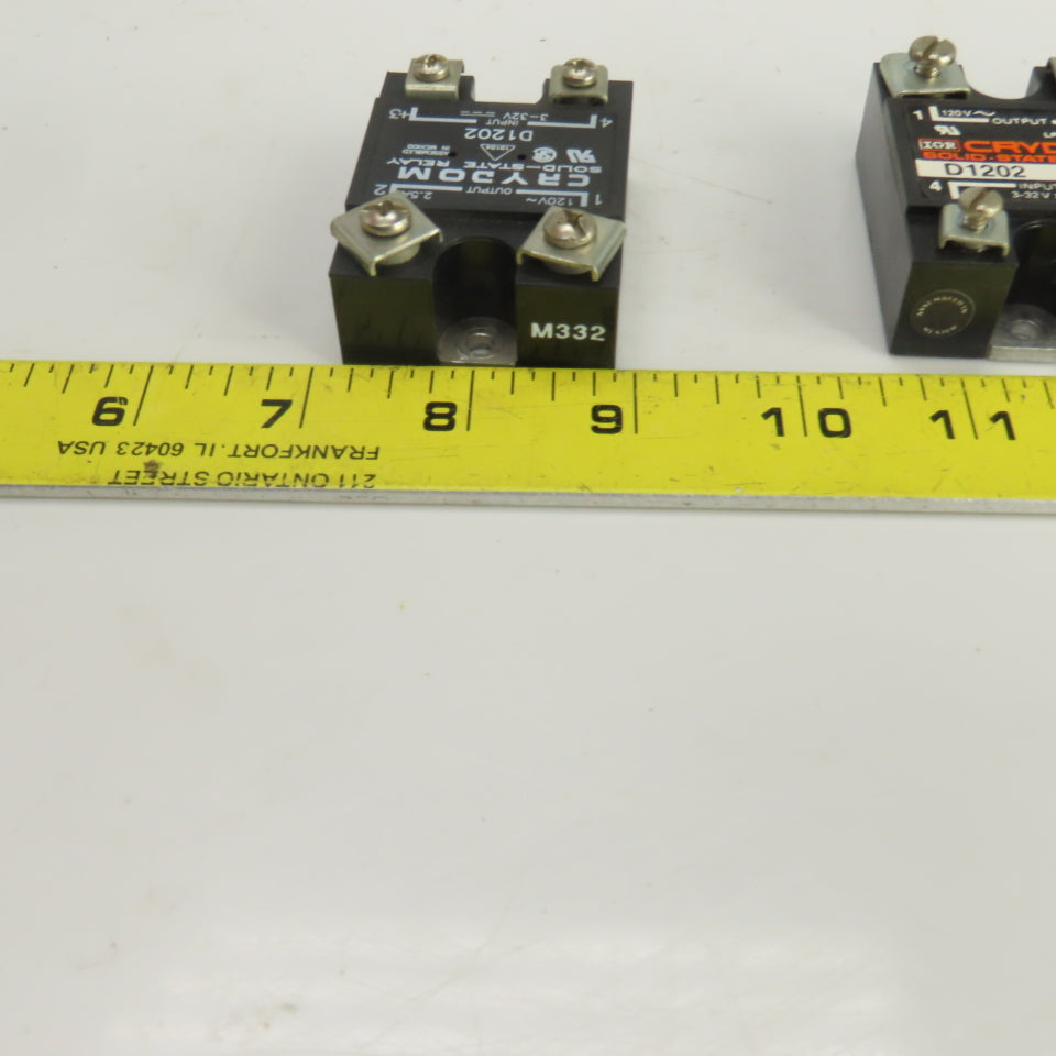 Crydom D1202 Solid State Relay Output 120VAC 2.5A Input 3-32VDC Lot Of 3