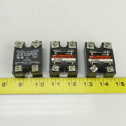 Crydom D1202 Solid State Relay Output 120VAC 2.5A Input 3-32VDC Lot Of 3