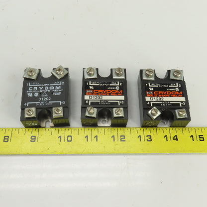 Crydom D1202 Solid State Relay Output 120VAC 2.5A Input 3-32VDC Lot Of 3