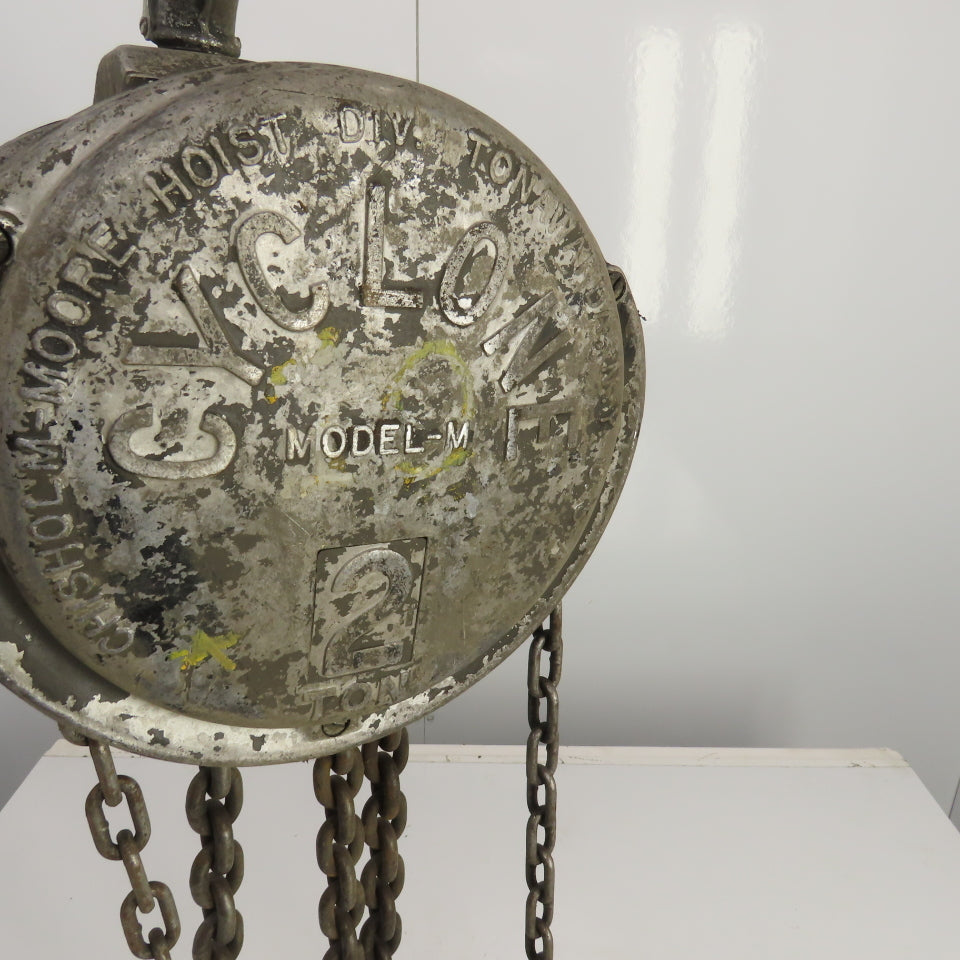 CM Cyclone Model M 2 Ton Manual Chain Fall Hand Hoist 9' Lift 4000lb Capacity