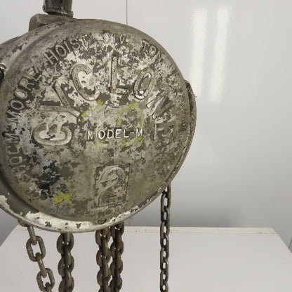 CM Cyclone Model M 2 Ton Manual Chain Fall Hand Hoist 9' Lift 4000lb Capacity