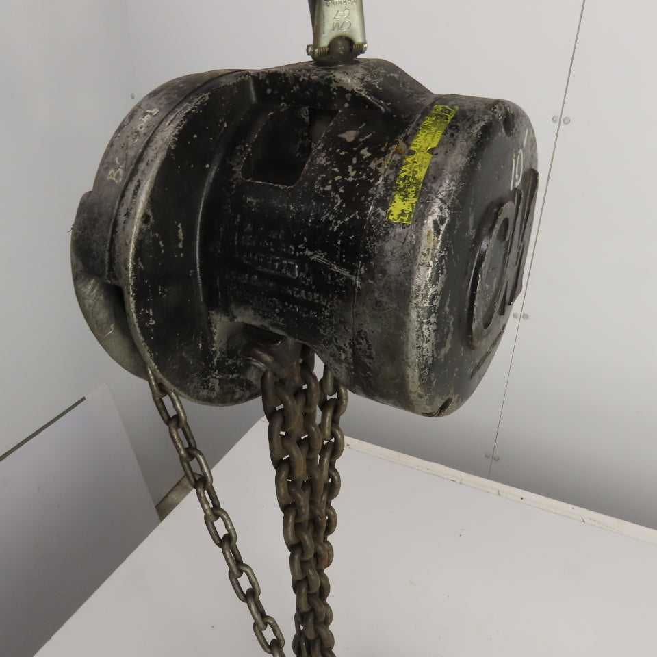 CM Cyclone Model M 2 Ton Manual Chain Fall Hand Hoist 9' Lift 4000lb Capacity