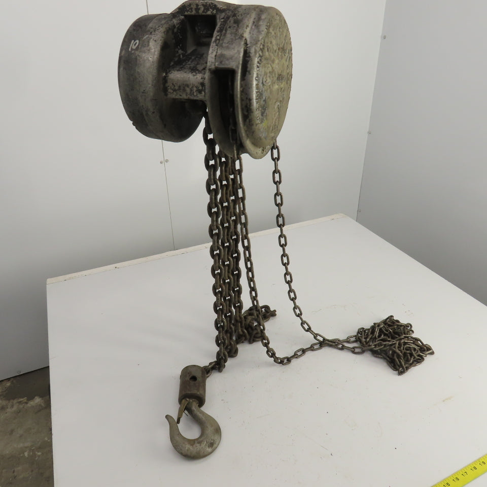 CM Cyclone Model M 2 Ton Manual Chain Fall Hand Hoist 9' Lift 4000lb Capacity