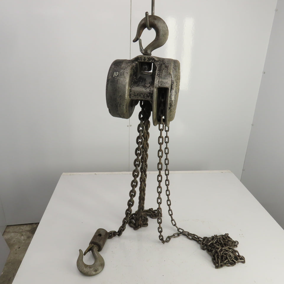 CM Cyclone Model M 2 Ton Manual Chain Fall Hand Hoist 9' Lift 4000lb Capacity