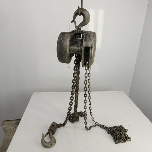 CM Cyclone Model M 2 Ton Manual Chain Fall Hand Hoist 9' Lift 4000lb Capacity