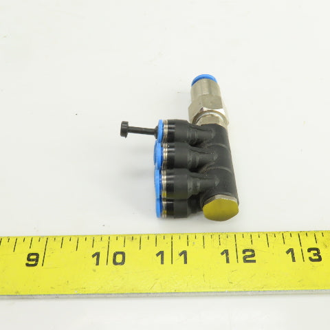 Festo 6 Port Push Connect Pneumatic Distribution Block 8mm Feed Tube 6mm Outlets