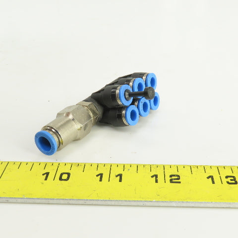 Festo 6 Port Push Connect Pneumatic Distribution Block 8mm Feed Tube 6mm Outlets
