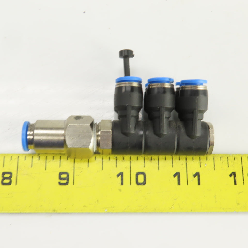 Festo 6 Port Push Connect Pneumatic Distribution Block 8mm Feed Tube 6mm Outlets