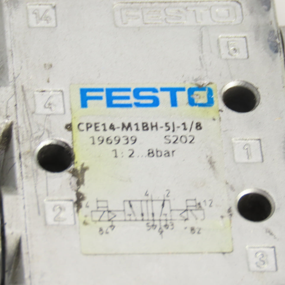 Festo CPE14-M1BH-5J-1/8 5/2 Way Air Solenoid Operated Valve 24VDC 2-8Bar