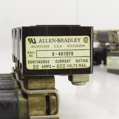 Allen Bradley X-401978 Fuse Holder Set Assembly 30A 600V W/FRS-R-5 Lot Of 9 Sets