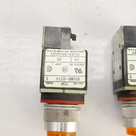 Allen Bradley 800MR-QT24 /800MRPT16 Lighted Green/Orange Push Button 24VDC Lot/4