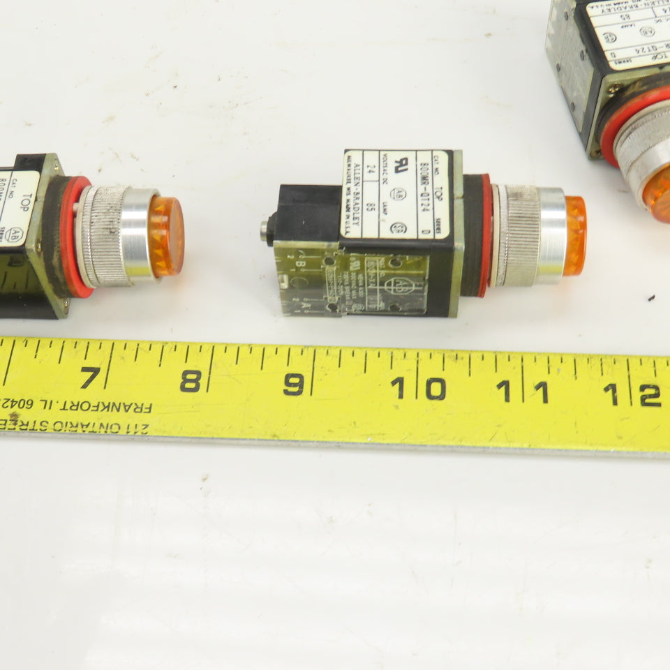 Allen Bradley 800MR-QT24 /800MRPT16 Lighted Green/Orange Push Button 24VDC Lot/4